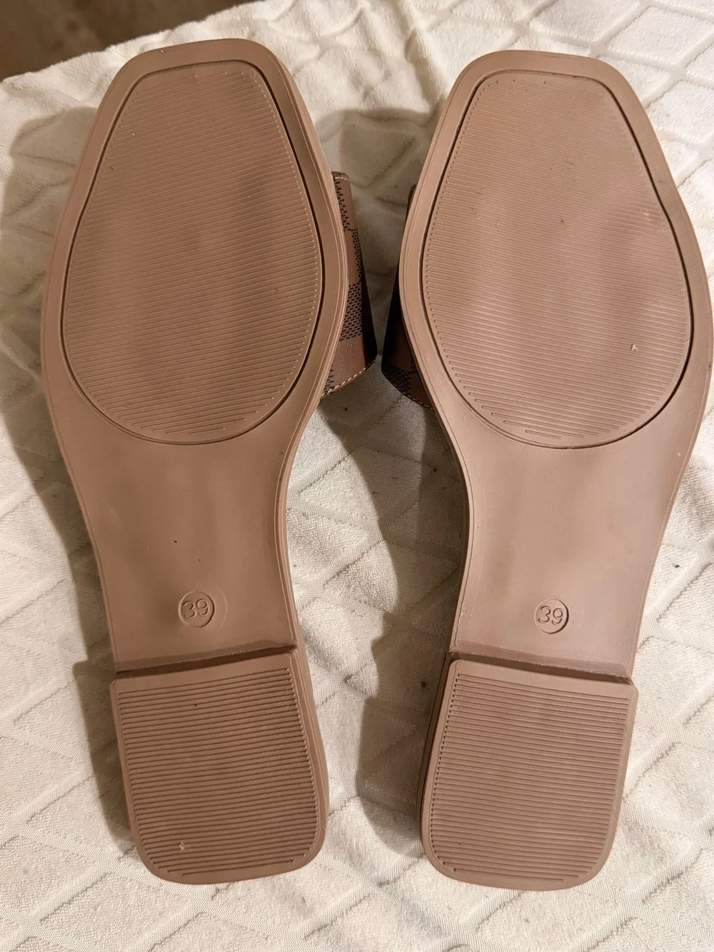 MKS Brown Check Slide Sandals for Women